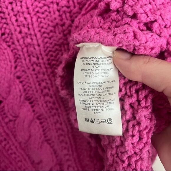 NEW Free People Pink Cutting Edge Cable
Knit Crop Sweater Barbie Hot Pink Large - Picture 10 of 12